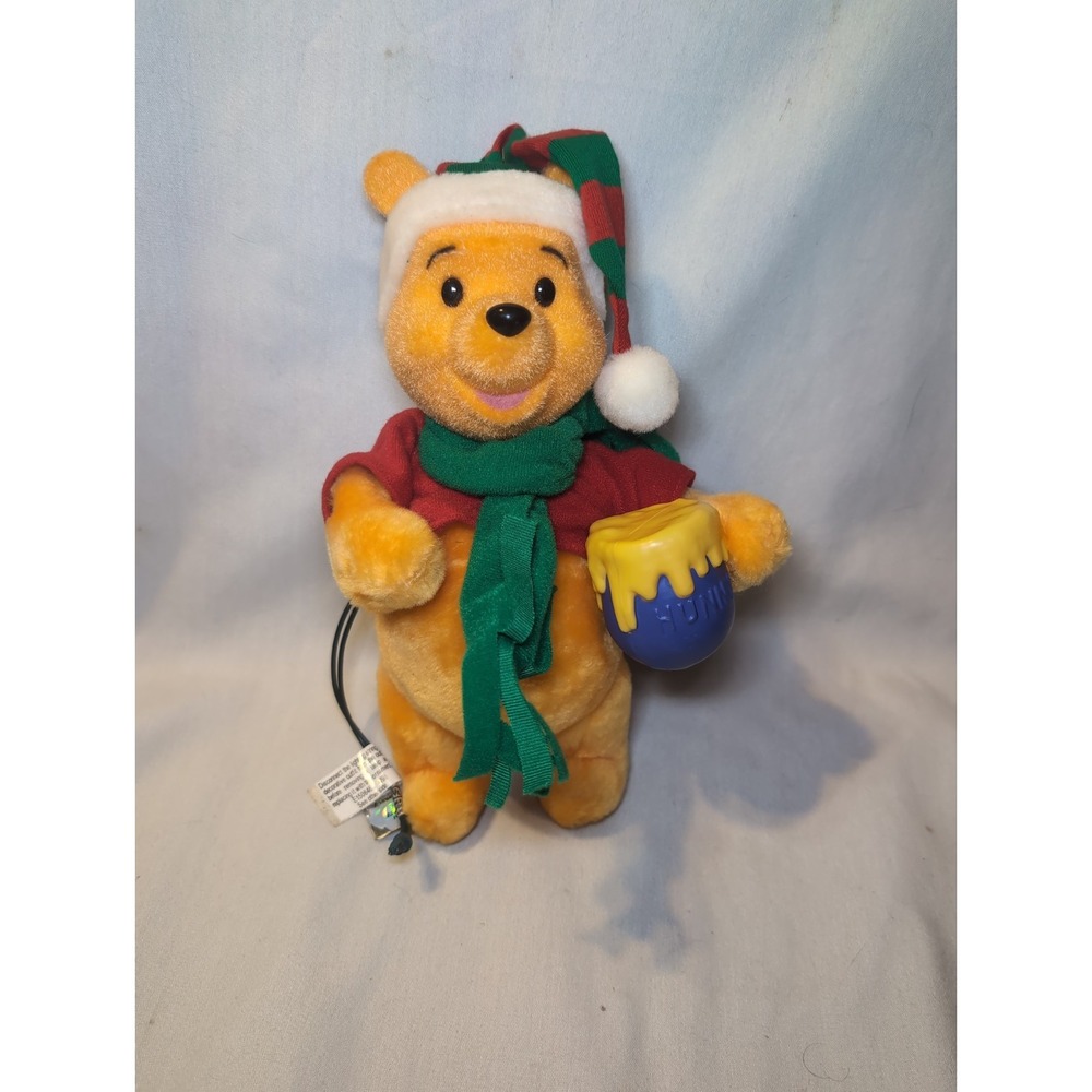 Disney Winnie the Pooh Plush Christmas Ornament Animated  Santa's Best 11" READ